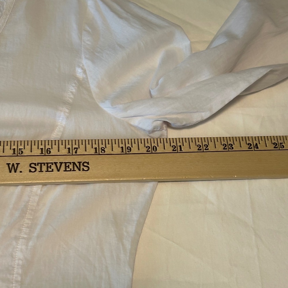 Sundance White Cotton Long Sleeve Button‎ Front Blouse Ruffle Trim Size 12 - Picture 11 of 15